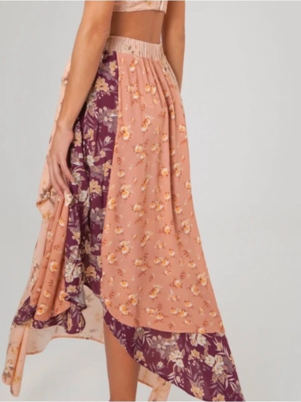 Agua Bendita Kaylee Floral High Low Kerchief Hem Skirt size S